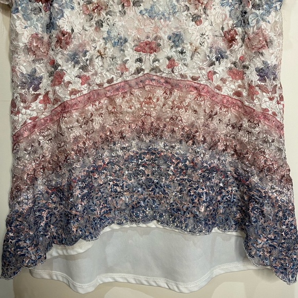 Y2K Style Fairy Floral Lace and Rhinestone Top with Flutter Sleeves Size M - Picture 10 of 13